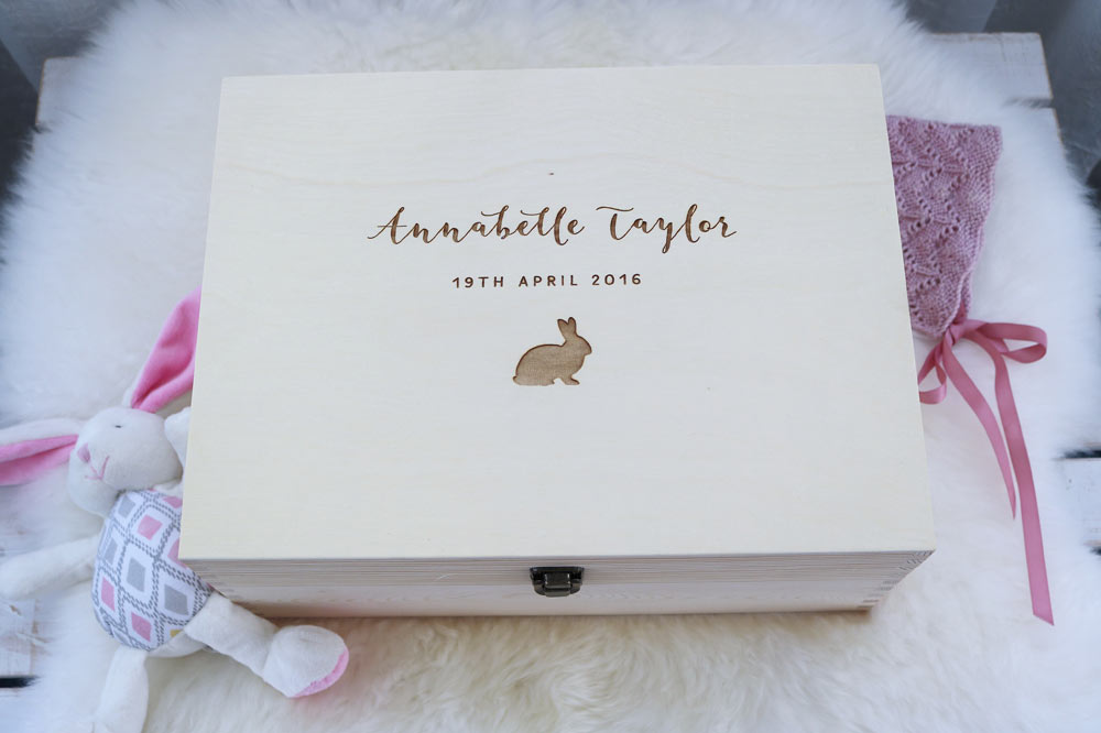 Personalised Wooden Baby Keepsake Gift Box Baby keepsake box, Baby